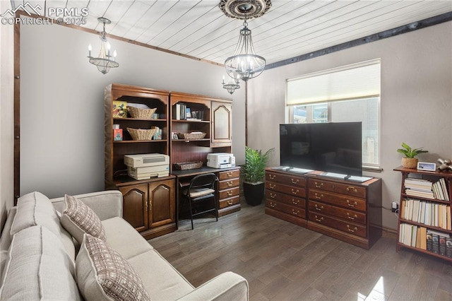 1124 E Poncha Ave, Salida, CO 81201 - office featuring a chandelier and dark wood-type flooring