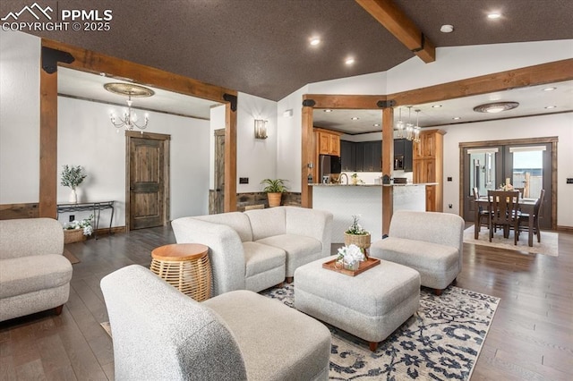 1124 E Poncha Ave, Salida, CO 81201 - living room with a chandelier, dark wood-style floors, and recessed lighting