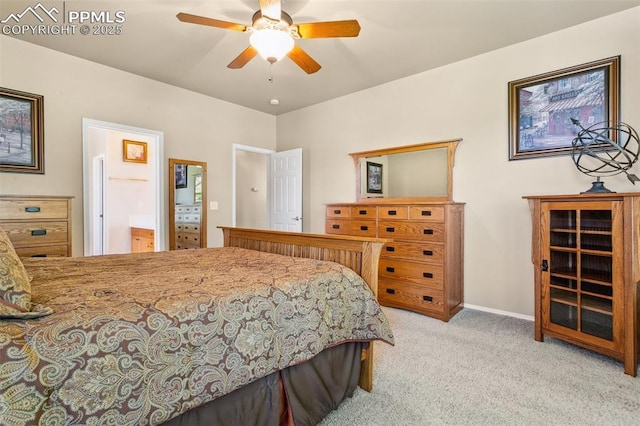 10290 Peach Blossom Trl, Colorado Springs, CO 80920 - carpeted bedroom featuring connected bathroom and ceiling fan