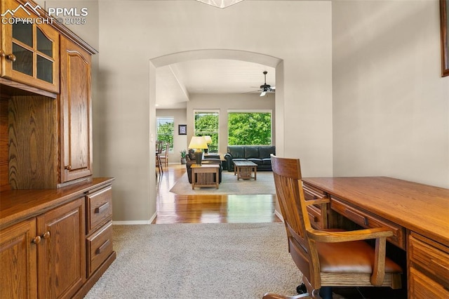 10290 Peach Blossom Trl, Colorado Springs, CO 80920 - carpeted office space featuring arched walkways and ceiling fan