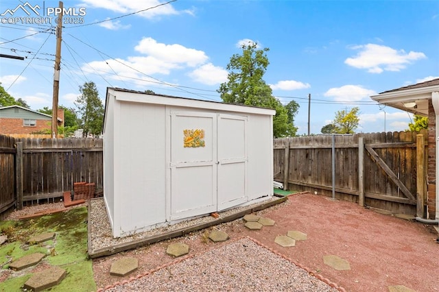 2043 Patrician Way, Colorado Springs, CO 80909 - view of shed featuring a fenced backyard