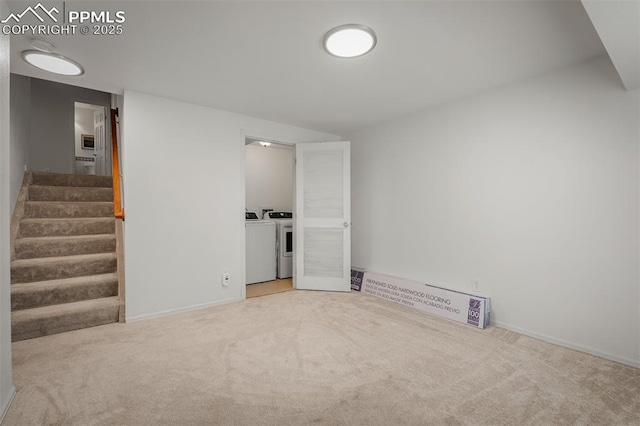 4125 Cricket Ct, Colorado Springs, CO 80918 - interior space featuring washer and dryer, carpet floors, and stairway