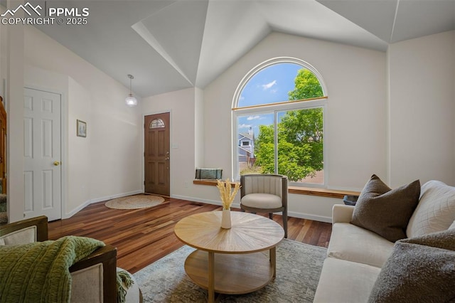 4125 Cricket Ct, Colorado Springs, CO 80918 - living area with lofted ceiling and wood finished floors