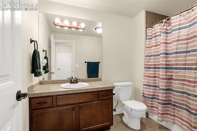 16255 Ridge Run Dr, Colorado Springs, CO 80908 - bathroom featuring vanity, tile patterned flooring, and a shower with shower curtain
