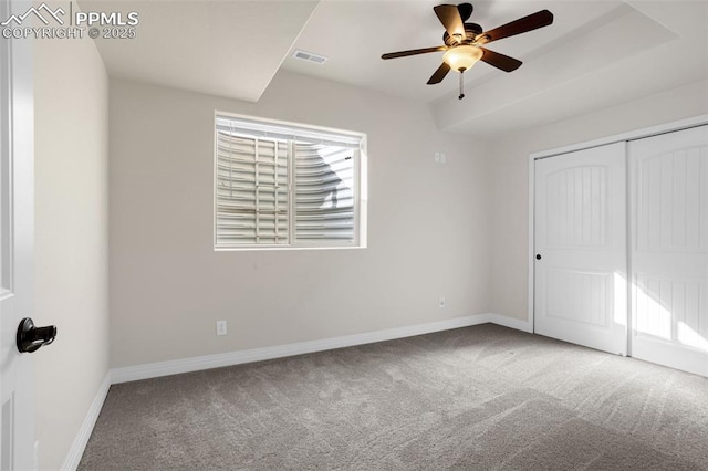 16255 Ridge Run Dr, Colorado Springs, CO 80908 - unfurnished bedroom featuring carpet floors, a ceiling fan, and a closet