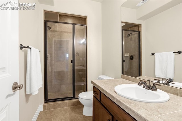 16255 Ridge Run Dr, Colorado Springs, CO 80908 - full bathroom with vanity, a shower stall, and tile patterned floors