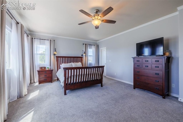 14095 Gleneagle Dr, Colorado Springs, CO 80921 - carpeted bedroom featuring ornamental molding and a ceiling fan