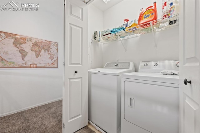 1749 Victorian Pt, Colorado Springs, CO 80905 - washroom featuring light colored carpet and washer and dryer