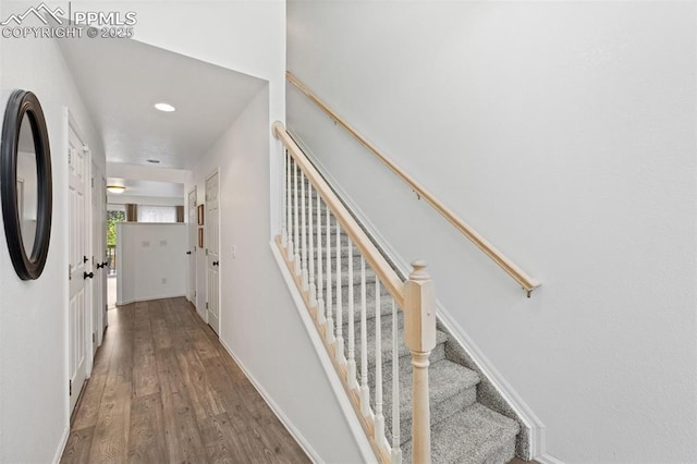 1749 Victorian Pt, Colorado Springs, CO 80905 - staircase with wood finished floors and recessed lighting