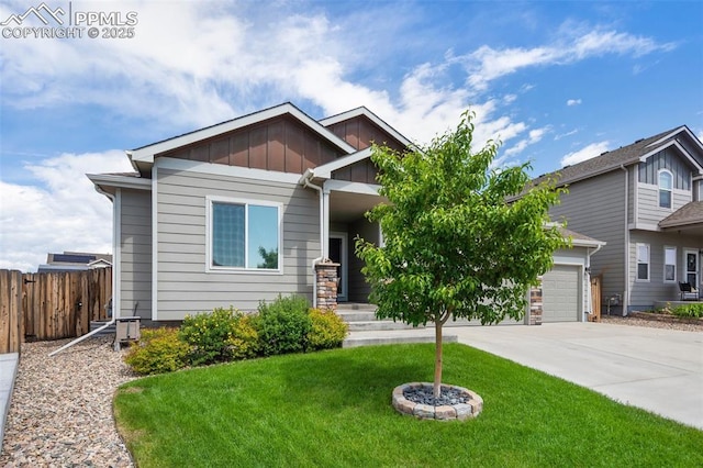 6862 Simcoe Dr, Colorado Springs, CO 80925 - craftsman-style home featuring board and batten siding, concrete driveway, and a garage