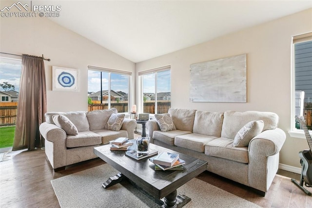 6862 Simcoe Dr, Colorado Springs, CO 80925 - living room with wood finished floors and lofted ceiling
