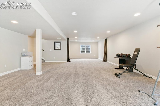 6862 Simcoe Dr, Colorado Springs, CO 80925 - exercise area with carpet, recessed lighting, and baseboards