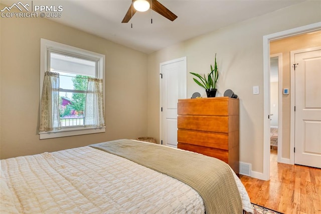 1445 N Foote Ave, Colorado Springs, CO 80909 - bedroom with light wood-style floors and a ceiling fan