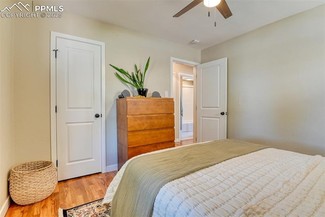 1445 N Foote Ave, Colorado Springs, CO 80909 - bedroom featuring light wood-style floors and ceiling fan