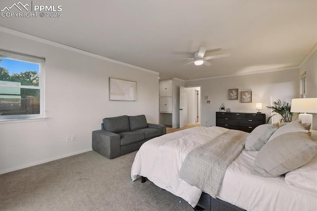 78 Raven Hills Ct, Colorado Springs, CO 80919 - bedroom featuring ornamental molding, carpet floors, and ceiling fan
