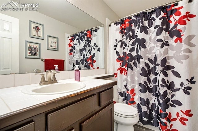 6055 Fescue Dr, Colorado Springs, CO 80923 - bathroom with vanity and curtained shower