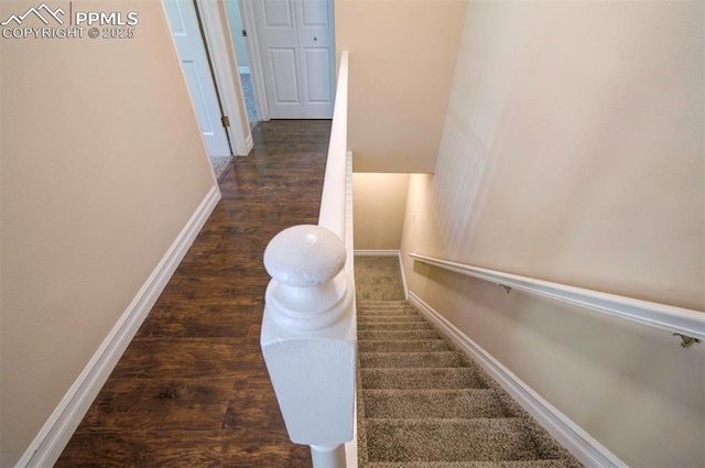 2928 Nevermind Ln, Colorado Springs, CO 80917 - staircase featuring wood finished floors and baseboards