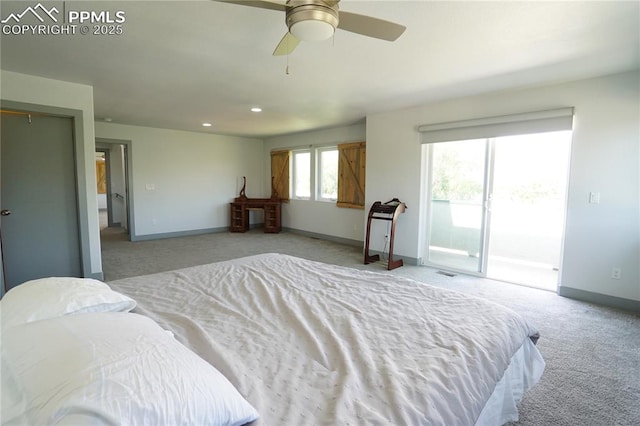 1407 Manitou Blvd, Colorado Springs, CO 80904 - bedroom featuring carpet flooring, access to exterior, recessed lighting, and ceiling fan