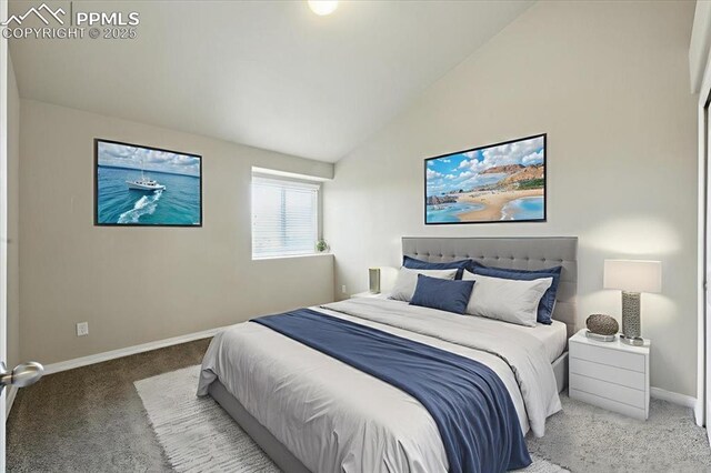13080 Mt Harvard Dr, Peyton, CO 80831 - carpeted bedroom with baseboards and lofted ceiling