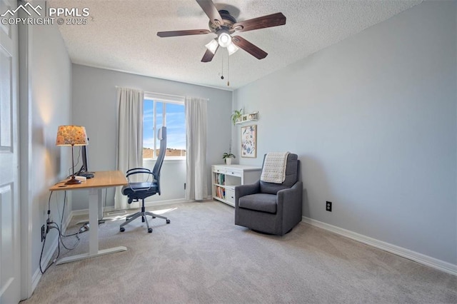 2852 Front Royal Dr, Colorado Springs, CO 80919 - carpeted office space with a textured ceiling and a ceiling fan