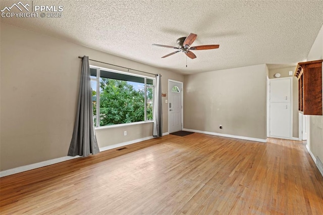 110 Fordham St, Colorado Springs, CO 80911 - spare room featuring light wood finished floors, ceiling fan, and a textured ceiling