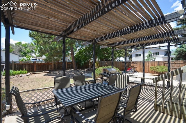 4075 Undimmed Cir, Colorado Springs, CO 80917 - fenced backyard featuring outdoor dining area, a patio area, and grilling area
