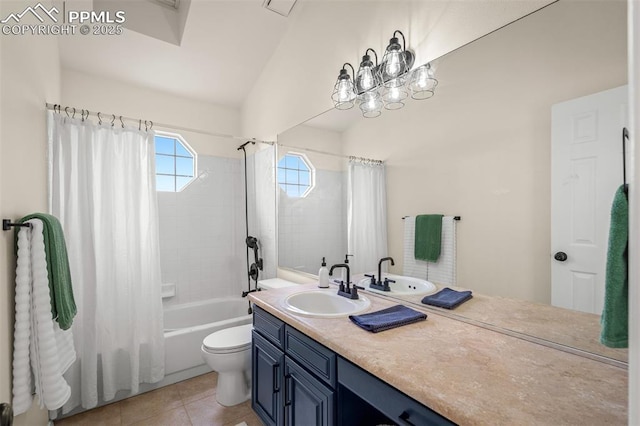 2570 Wimbleton Ct, Colorado Springs, CO 80920 - bathroom featuring vanity, shower / bath combo, and tile patterned flooring