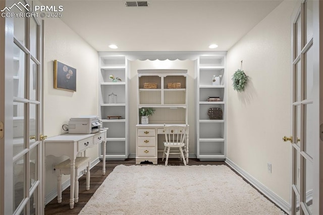 2570 Wimbleton Ct, Colorado Springs, CO 80920 - office area with dark wood-style flooring and french doors