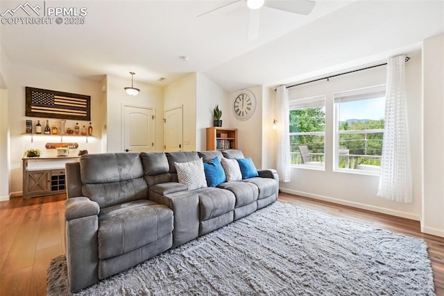 1914 Birmingham Loop, Colorado Springs, CO 80910 - living room featuring wood finished floors and a ceiling fan