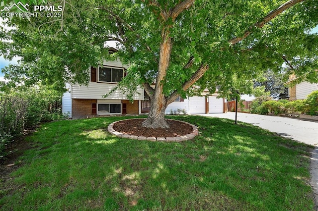 4059 Cooke Ln, Colorado Springs, CO 80911 - view of front of house with concrete driveway, a front yard, and brick siding