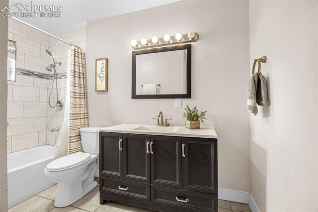 519 Crest St, Fountain, CO 80817 - full bath featuring tile patterned floors, vanity, and shower / bath combo