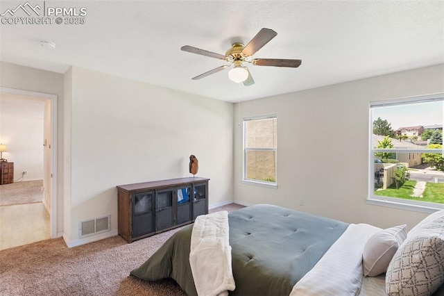 3320 Chestnut Glen Ln, Colorado Springs, CO 80918 - carpeted bedroom with multiple windows, baseboards, and ceiling fan