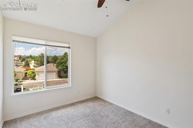 3320 Chestnut Glen Ln, Colorado Springs, CO 80918 - carpeted empty room featuring a ceiling fan and baseboards