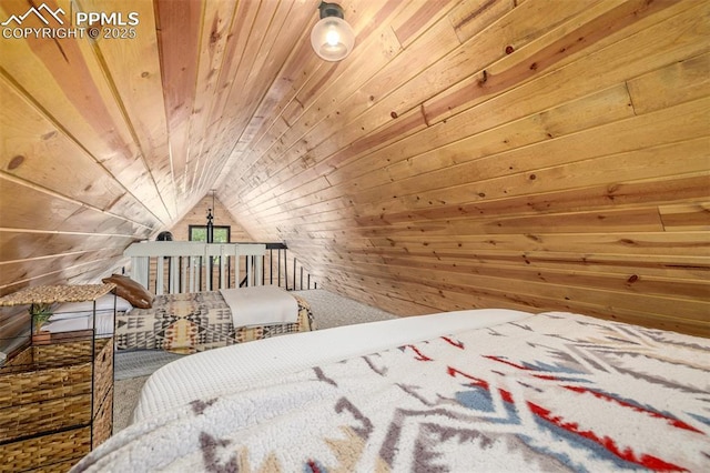860 Golden Cycle Cir, Cripple Creek, CO 80813 - bedroom featuring wooden walls, wood ceiling, and lofted ceiling