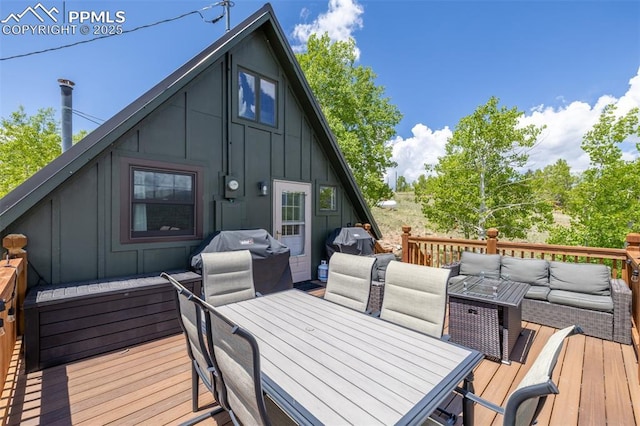 860 Golden Cycle Cir, Cripple Creek, CO 80813 - deck featuring an outdoor hangout area, outdoor dining area, and grilling area