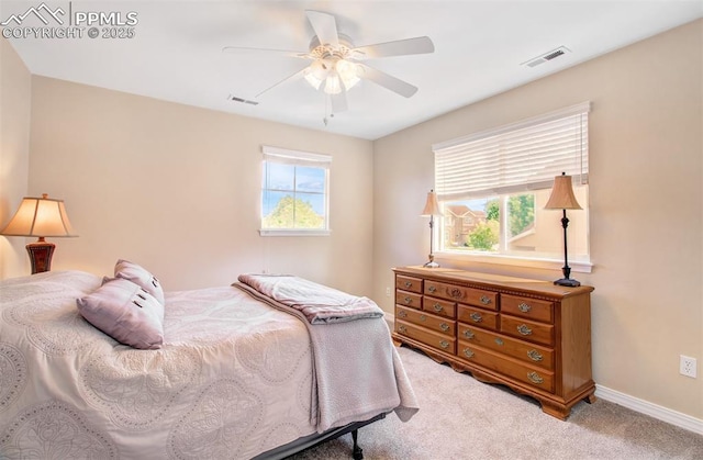 10702 Black Kettle Way, Colorado Springs, CO 80908 - bedroom with light carpet and a ceiling fan
