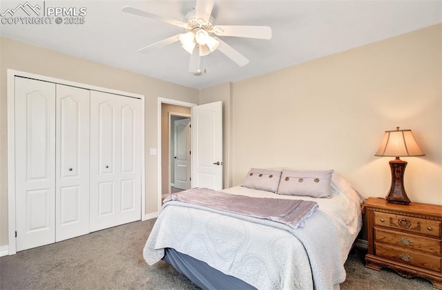 10702 Black Kettle Way, Colorado Springs, CO 80908 - bedroom featuring carpet, a closet, and ceiling fan