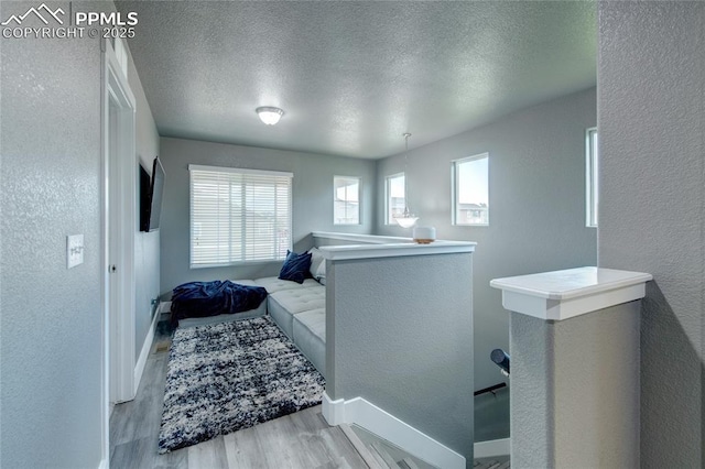 2485 Falkirk Dr, Colorado Springs, CO 80910 - bedroom featuring a textured wall, wood finished floors, a textured ceiling, and baseboards