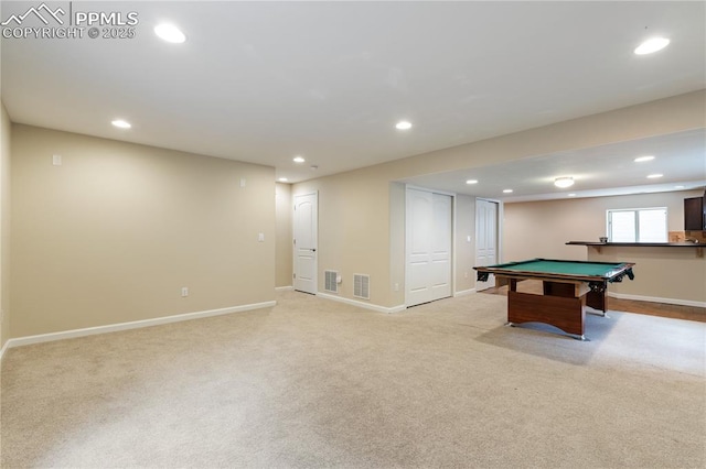 4410 Campus Bluffs Ct, Colorado Springs, CO 80918 - rec room featuring recessed lighting, pool table, and carpet
