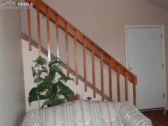 4450 Chaparral Rd, Colorado Springs, CO 80917 - stairway featuring wood finished floors