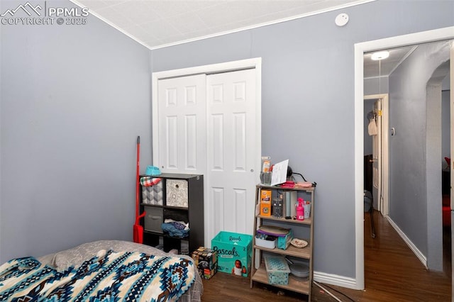 1301 Cypress St, Pueblo, CO 81004 - bedroom with wood finished floors and ornamental molding