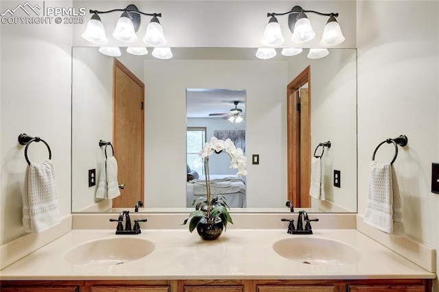 19235 Wakonda Way, Monument, CO 80132 - full bath with double vanity and ceiling fan