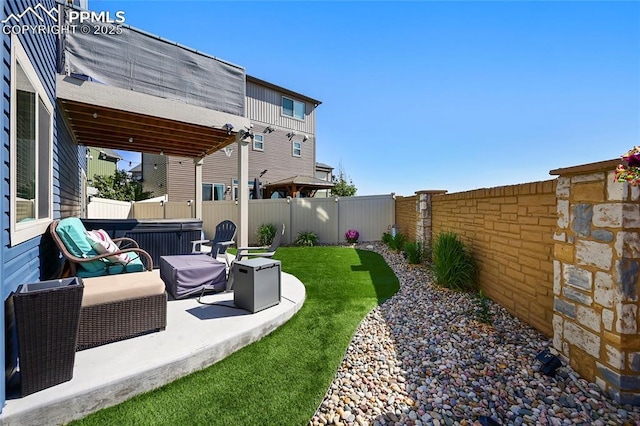 6125 Ashmore Ln, Colorado Springs, CO 80927 - fenced backyard with a hot tub and a patio