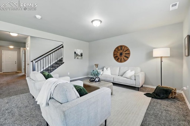 7791 Berwyn Loop, Peyton, CO 80831 - carpeted living room with stairway and baseboards