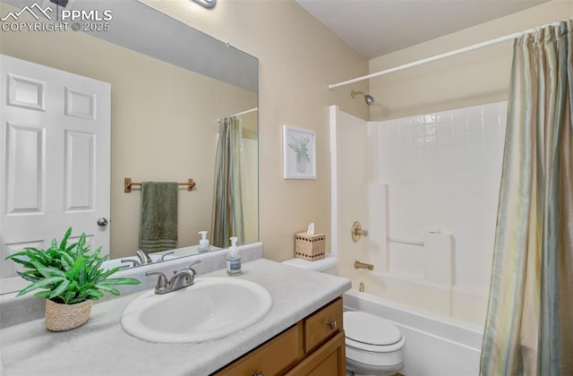 5128 Mountain Air Cir, Colorado Springs, CO 80916 - full bathroom with vanity and shower / bathtub combination with curtain