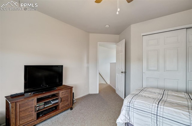 5128 Mountain Air Cir, Colorado Springs, CO 80916 - carpeted bedroom featuring a closet and a ceiling fan