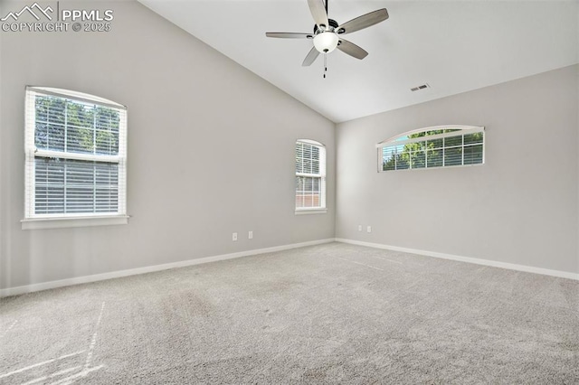 5115 Vista Del Norte Pt, Colorado Springs, CO 80919 - carpeted spare room with lofted ceiling and ceiling fan
