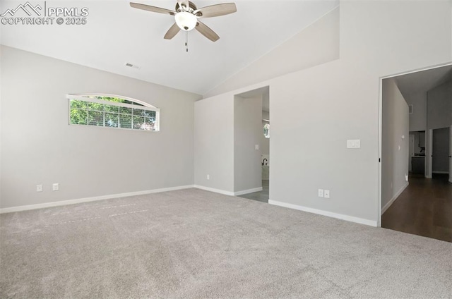 5115 Vista Del Norte Pt, Colorado Springs, CO 80919 - carpeted spare room featuring a ceiling fan and vaulted ceiling