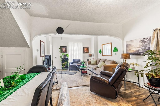 609 W 8th St Unit 611, Pueblo, CO 81003 - living room with wood finished floors and a textured ceiling