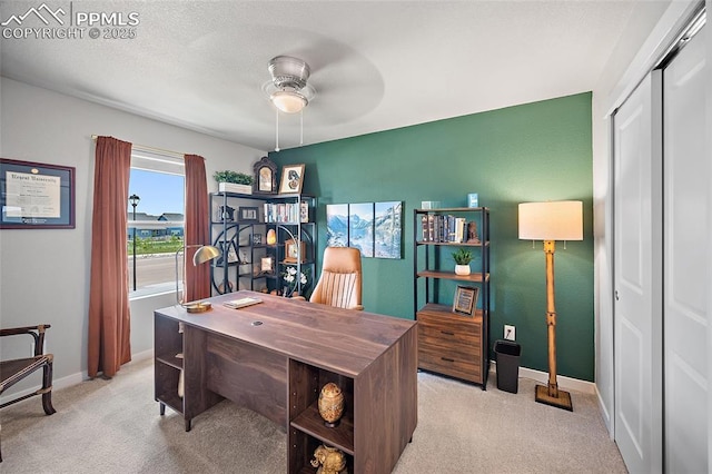 8082 Goldenray Pl, Colorado Springs, CO 80908 - carpeted office space featuring a ceiling fan and baseboards